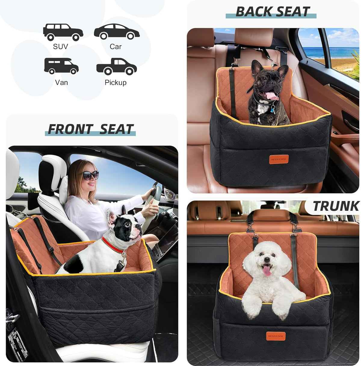 Small Dog Car Seat, Memory Foam Dog Booster Seats with Thick Cushion for Medium Dogs Under 35lbs