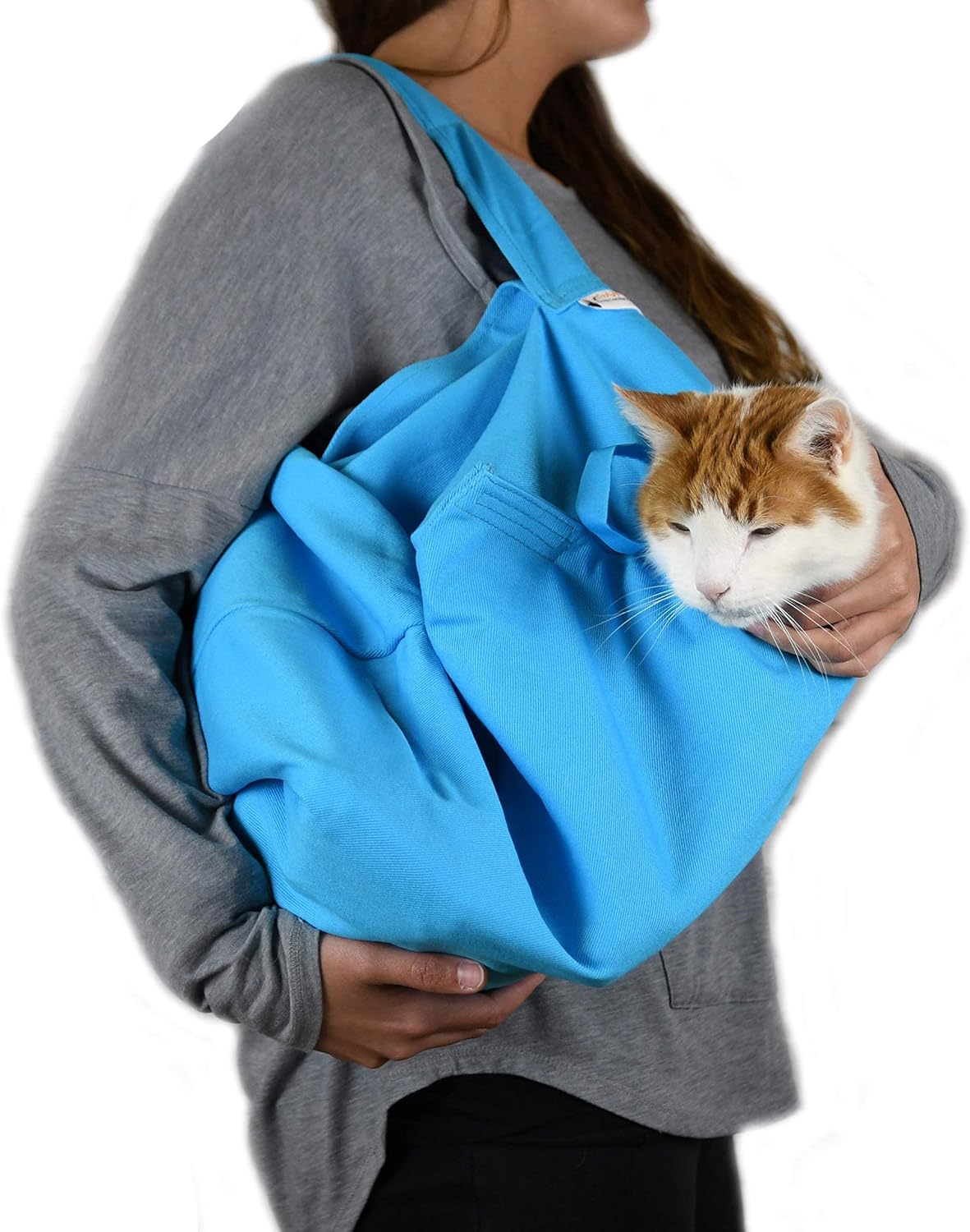 Cozy Comfort Carrier - Small Light Blue Cat Carrier and Cat Restraint Bag for Medication