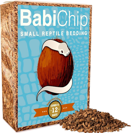 BabiChip Coconut Chip Substrate for Reptiles 12 Quart Loose Small Sized Coco Husk Chip Bedding for