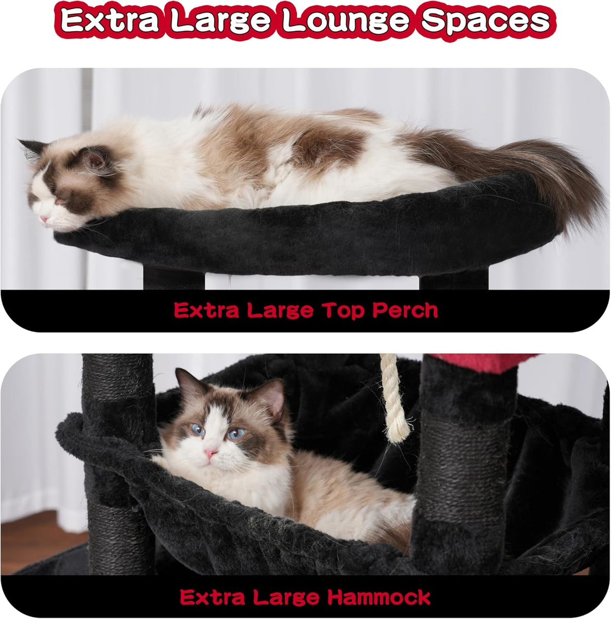 Gothic Cat Tree, Cat Tower for Large Cats with 2 Big Platforms, 2 Baskets, condo and Toys, 63" Cat