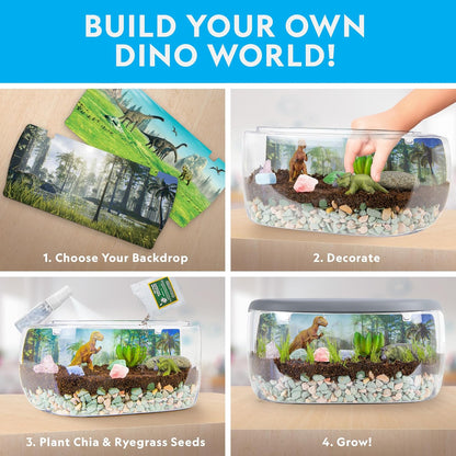 NATIONAL GEOGRAPHIC Light Up Terrarium Kit for Kids - Build a Dinosaur Habitat with Real Plants &