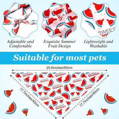 100 Pcs Fruit Dog Bandanas Bulk Summer Bandanas for Dogs Hawaiian Soft Bibs Adjustable Triangle