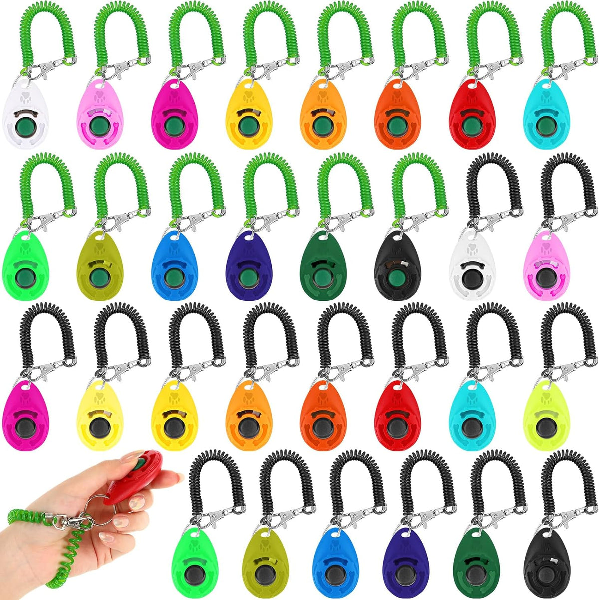 Hiboom 30 Pcs Dog Training Clicker Bulk Colorful Pet Training Clicker Cat Animal Trainer Clicker