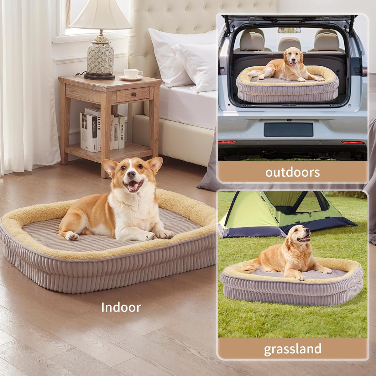 Orthopedic Dog Bed for Large Dogs Breeds, High Density Egg Crate Foam Dog Sofa Beds,Oval Kennel