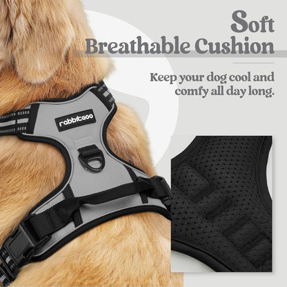 rabbitgoo Dog Harness No Pull with 2 Leash Clips, Adjustable Soft Padded, Reflective Oxford No