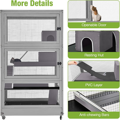 GUTINNEEN Large Chinchilla Cage, 4 Levels Ferret Cage - Large Critter Nation Hutch with Chew-Proof