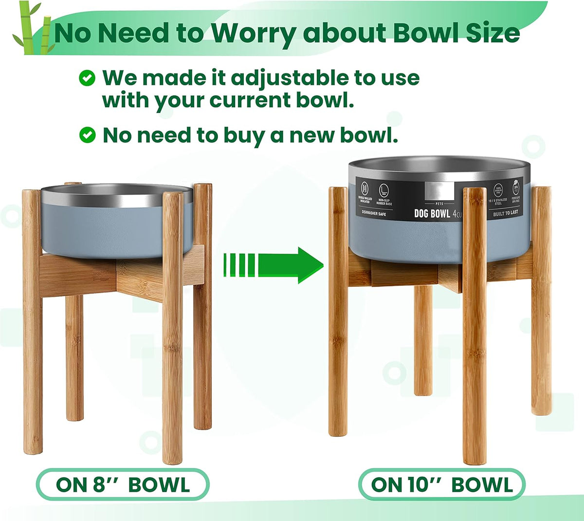 Dog Bowl Stand for Large Dogs - Raises Feeders and Bowls to 12-inch High, Expandable Sideways