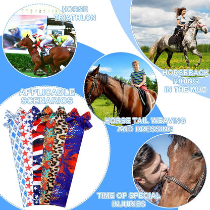 6 Pcs Horse Tail Bag Breathable Guard 22" Slip on Horse Care Tail Wrap 2 Strand Closure Straps