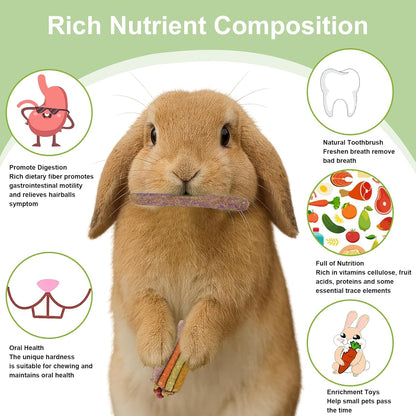70PCS Rabbit Chew Sticks, Bunny Guinea Pig Toys for Teeth Natural Timothy Hay Sticks for Rabbit