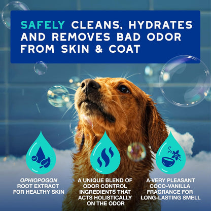 DOUXO® Skin & Coat SPA - Ultra-Safe Odor Control Dog Shampoo for Smelly Dogs, 16 fl oz, Cleans and