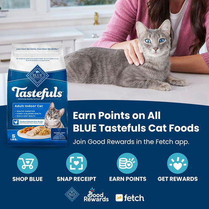 Blue Buffalo Tastefuls Natural Dry Food for Adult Indoor Cats, Chicken & Brown Rice Recipe, 7-lb.