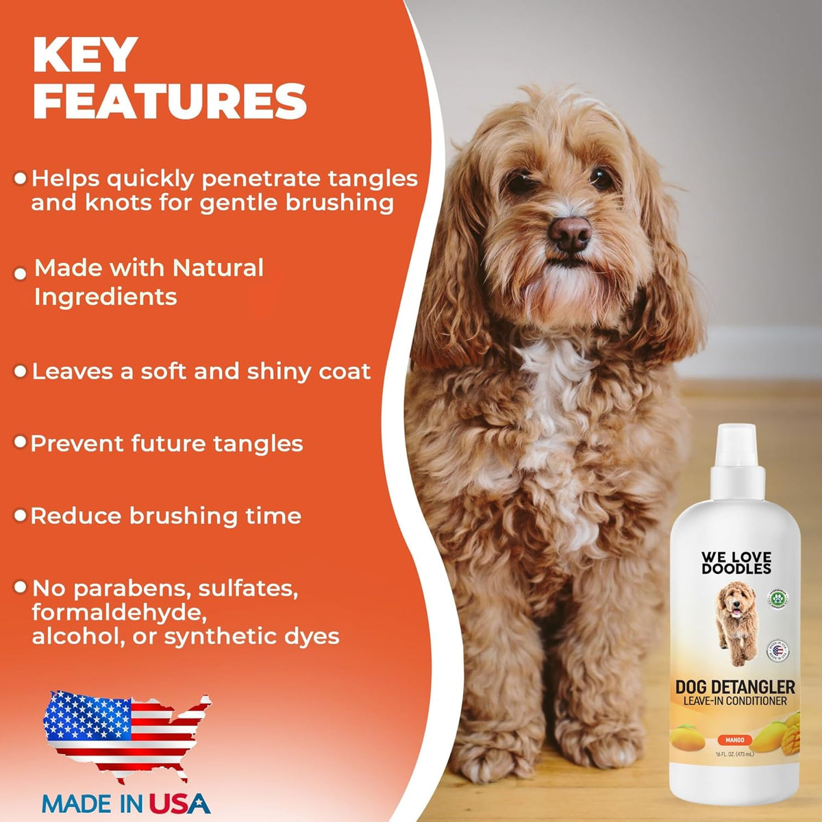 We Love Doodles Dog Detangler Spray - Leave-in Conditioner for Dogs - Dog Detangling Spray