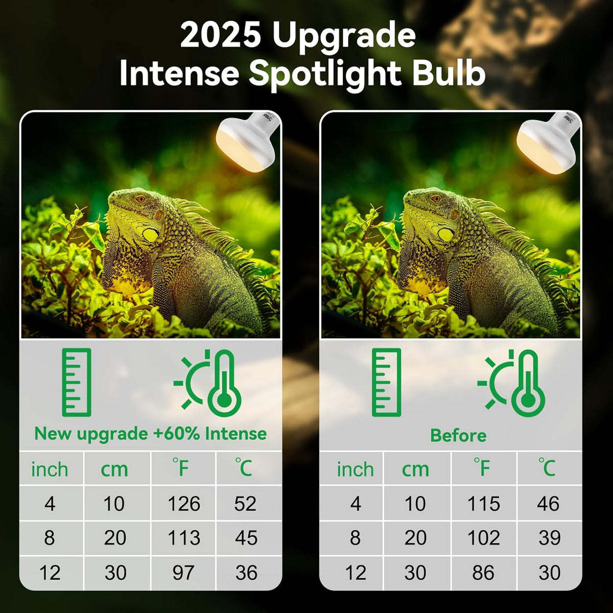 LUCKY HERP Intense Heat Lamp Bulbs for Reptiles 100W 2 Pack, UVA Daylight Reptile Heat Lamp