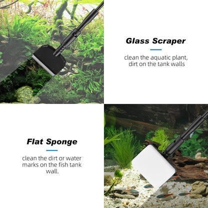 hygger Small Fish Tank Cleaner, Aquarium Cleaning Tools Kit with Handle, Seaweed Scraper, Fishing