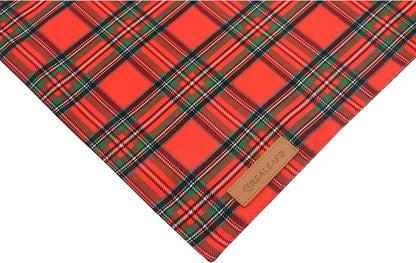 Realeaf Christmas Dog Bandanas 2 Pack, Reversible Red Green Plaid Dog Scarf, Xmas Pet Bandana