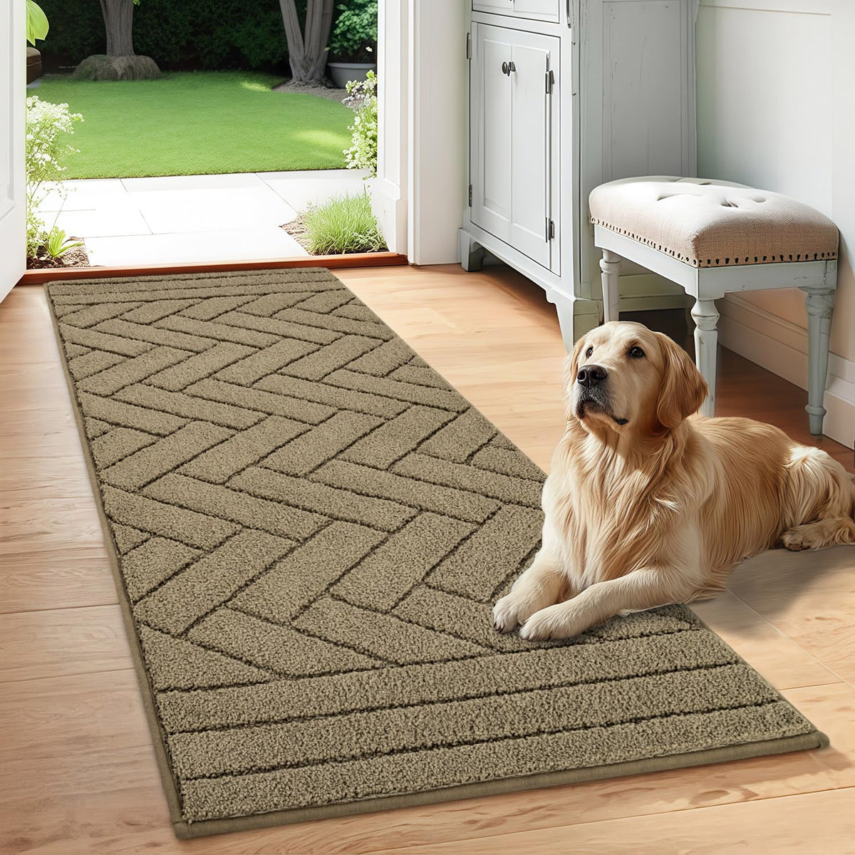Tindbea Dog Mat for Muddy Paws,Absorbs Moisture Dirt Non-Slip Washable Mud Mat for Dogs,Soft Rubber