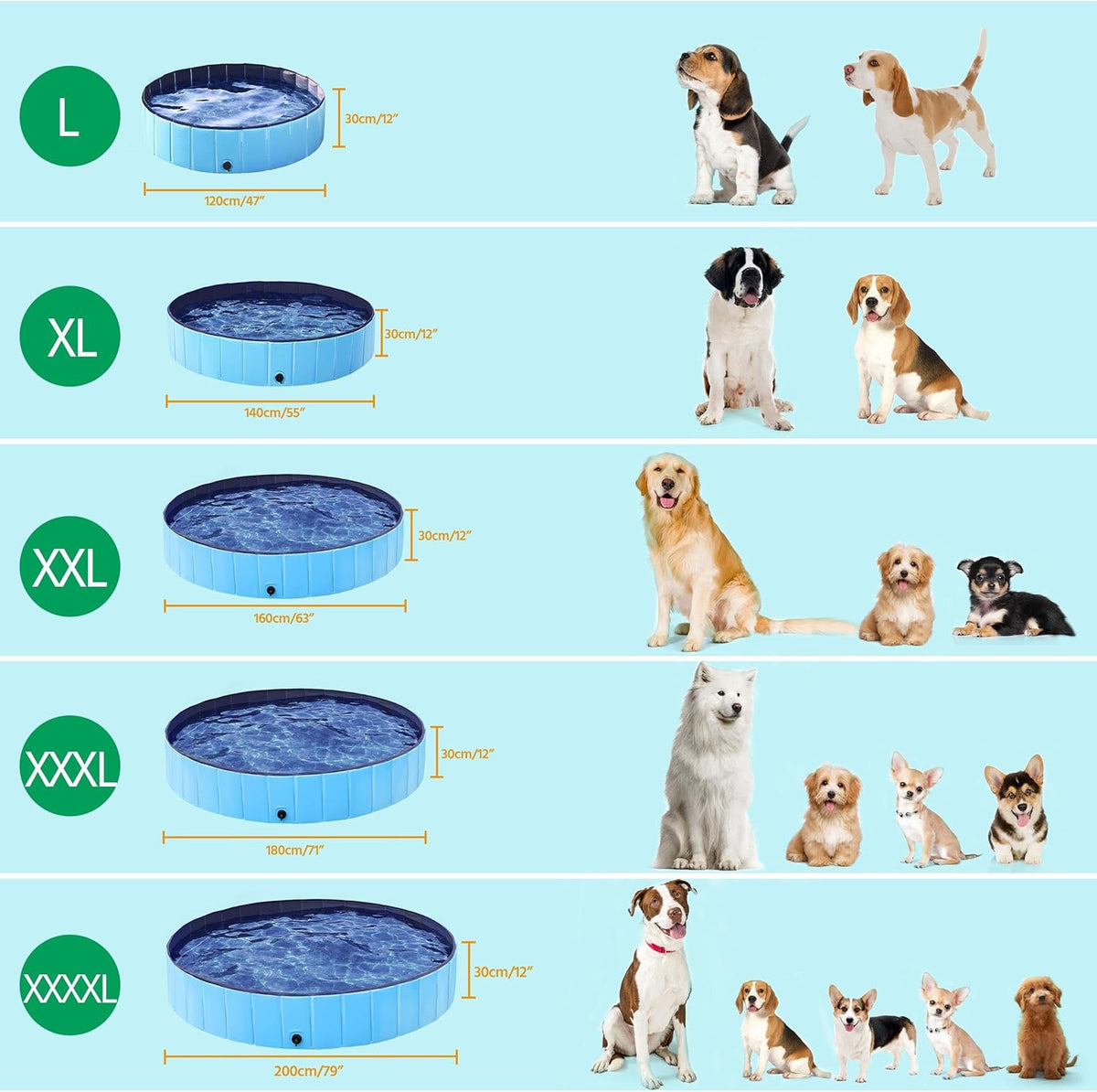 Yaheetech Foldable Dog Pools 63 x 12 Inches Collapsible Hard Plastic Pets Swimming Pool Portable