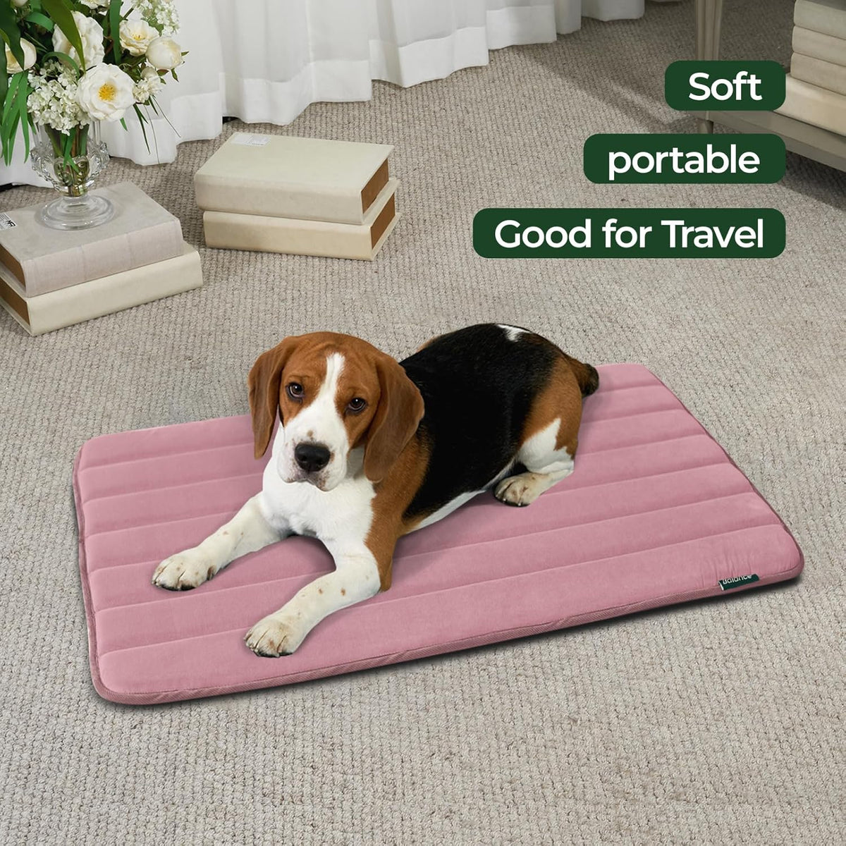 BALANCE Dog Crate Pad, Dog Foam Crate Mat Kennel Pad, Washable Water-Resistant Pet Bed Flat Dogs