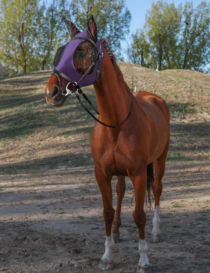 Horse Fly Mask with Ears, UV Protection for Horses, Elasticity with Big Mesh Eye Covers, Snug