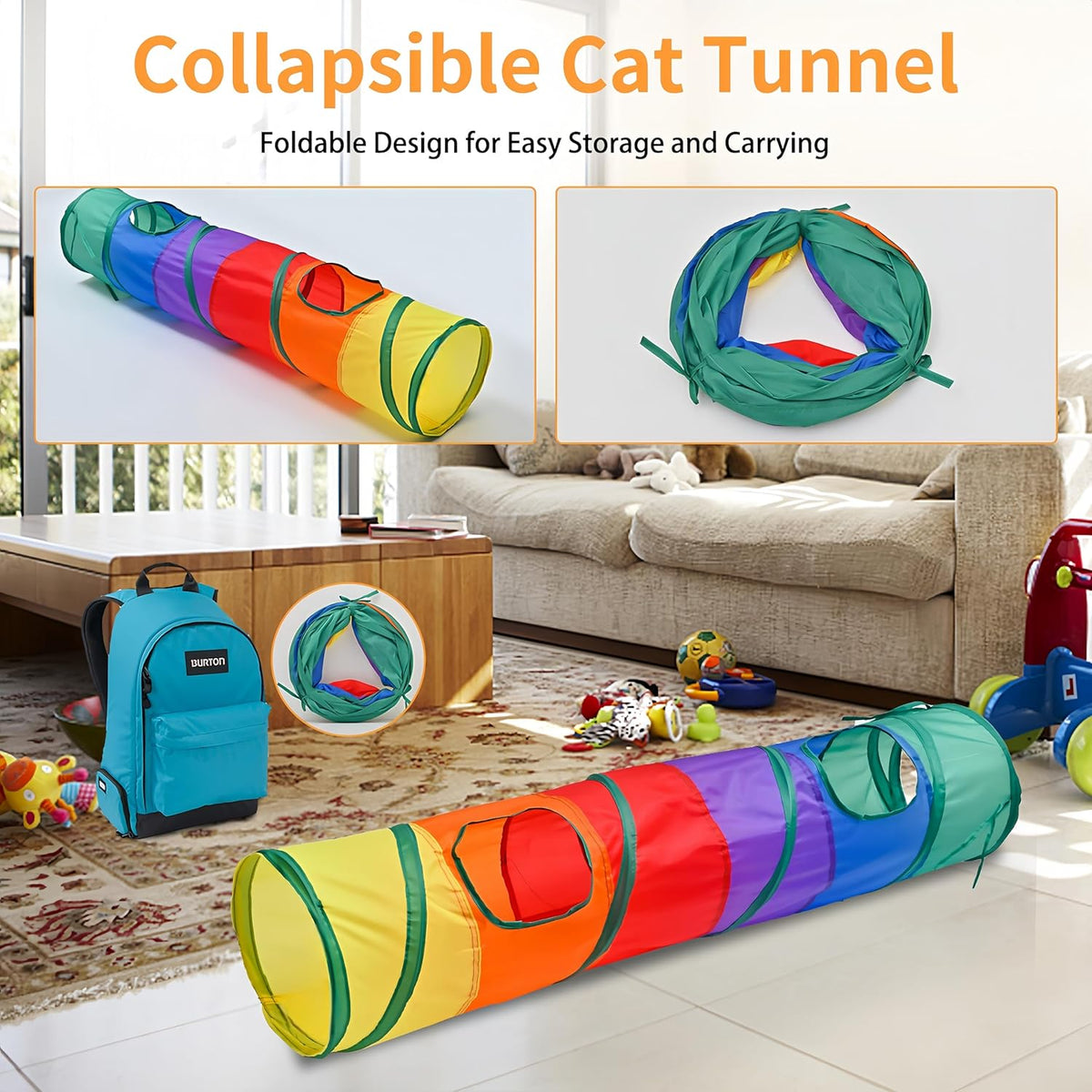iCAGY 25-Piece Cat Toys Kit with Rainbow Tunnel - Interactive Cat Toy Bundle for Indoor Cats