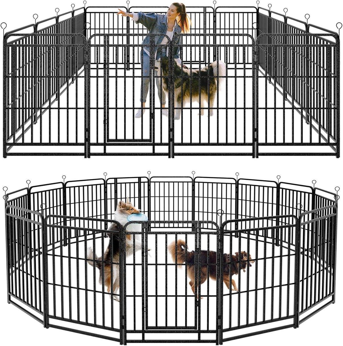 Dog Playpen Outdoor 16 Panels Heavy Duty Dog Fence 40" Height with Thick Pipe Anti-Rust with Doors