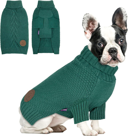 cyeollo Dog Sweater Pullover Turtleneck for Dogs, Classic Knitwear Fall Winter Cold Weather Dog
