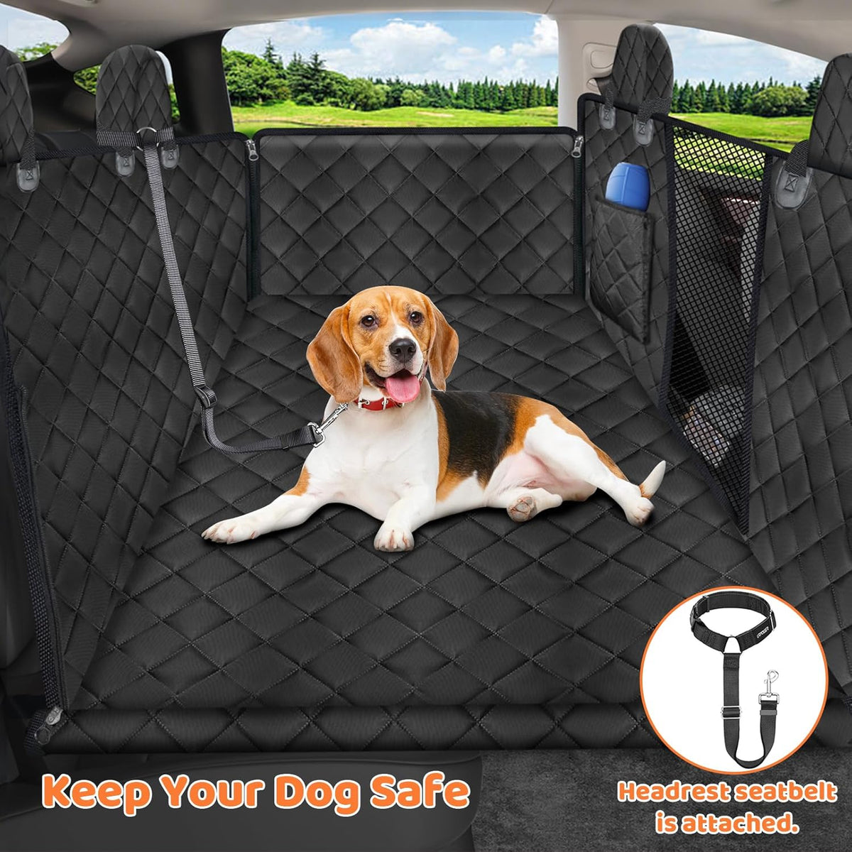 URPOWER Dog Back Seat Extender for Tesla Model Y, Hard Bottom Dog Car Seat Cover Holds 400 lbs