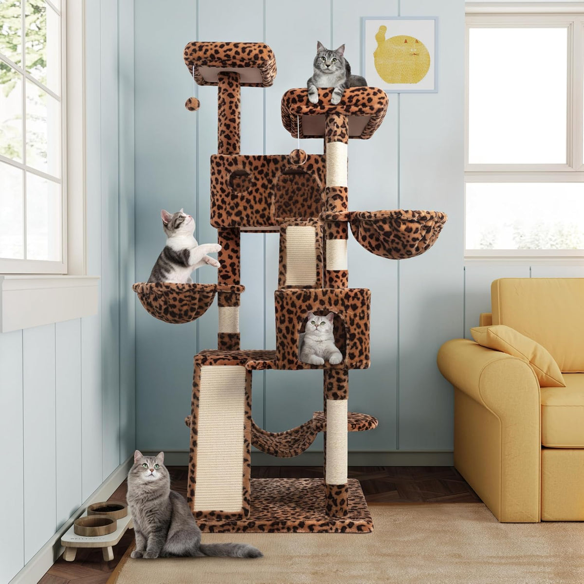 MUTICOR 66 Inches Multi-Level Large Cat Tree Tower for Indoor Big Feline/Cozy Plush