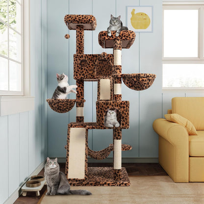 MUTICOR 66 Inches Multi-Level Large Cat Tree Tower for Indoor Big Feline/Cozy Plush