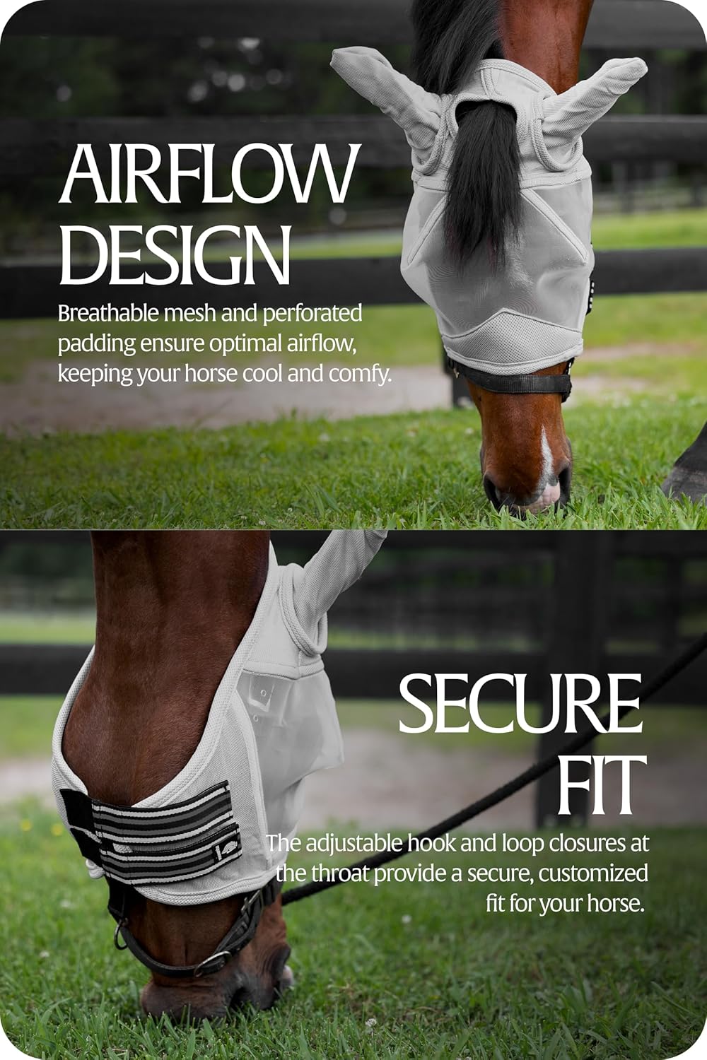 Equinavia Algard Soft Mesh Horse Fly Mask with Ear Protection and 45 UPF Rating | No Eye Irritation