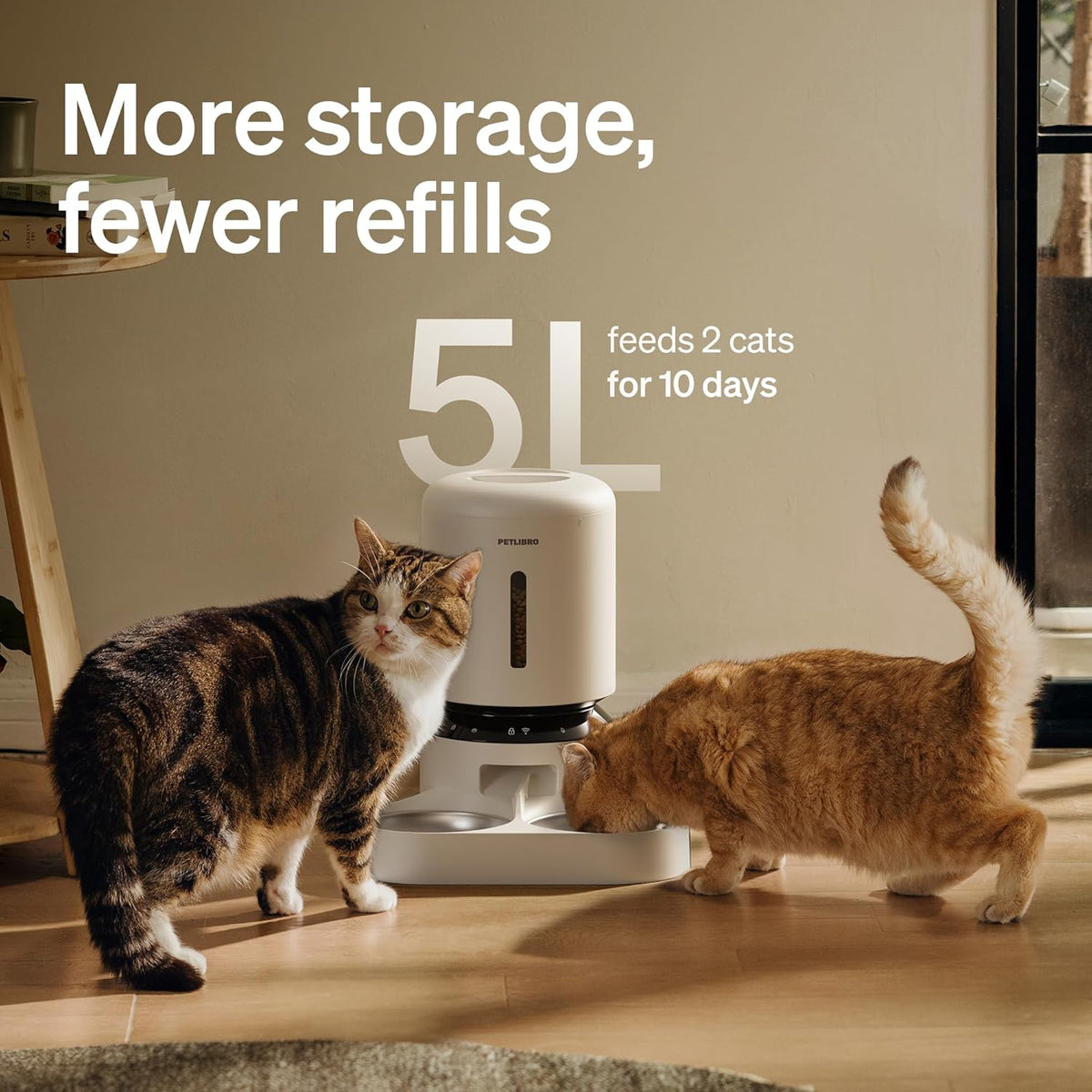 PETLIBRO 5L Automatic Cat Feeder for 2 Cats, 5G&2.4G Wi-Fi Programmable Cat Food Dispenser with