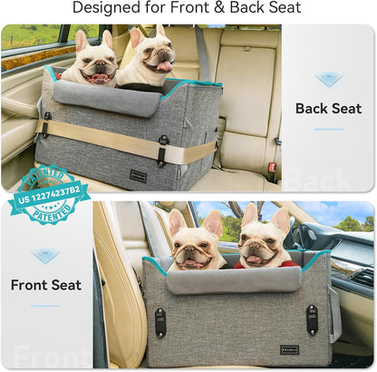 PETSFIT Dog Booster Car Seat for Small/Medium Dogs, Dog Car Seat for Medium Sized Dog with 2