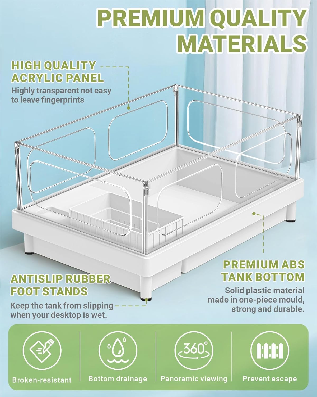 GOZILLA Small Turtle Tank, Acrylic Turtle Tank Starter Kit, Reptile Habitat and Terrarium with