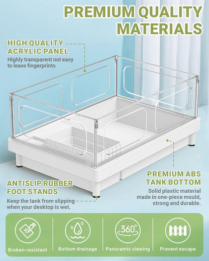 GOZILLA Small Turtle Tank, Acrylic Turtle Tank Starter Kit, Reptile Habitat and Terrarium with