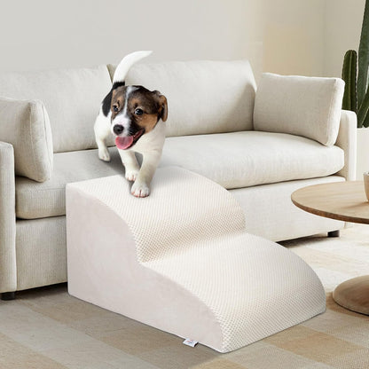 Dog Stairs for Small Dogs - High Density Foam Pet Steps, Extra Wide Dog Ramp with Non-Slip Bottom