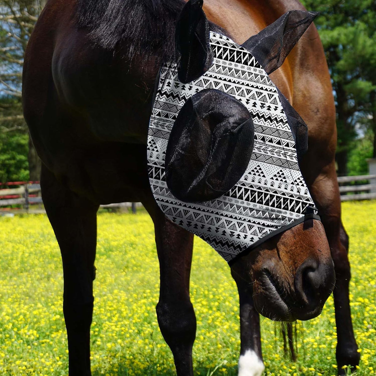 Harrison Howard Super Comfort Stretchy Fly Mask Large Eye Space with UV Protection Soft on Skin