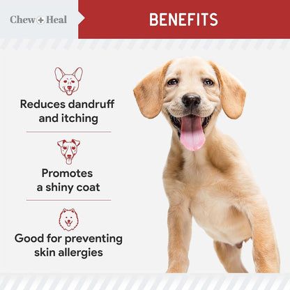 Omega for Dogs - 180 Delicious Soft Chews - Salmon Oil Treats for Skin and Coat, Itch Relief - Fish
