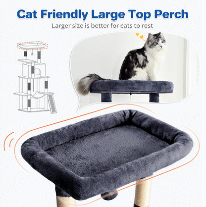 Cat Tree Tower 63in Multi-Level Cat Tower for Indoor Cats with Sisal Scratching Posts, Condo