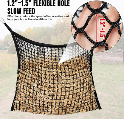 4 PCS Slow Feed Hay Net for Horses, Large Capacity Hay Bags for Horses Goats Sheep Donkey Trailer