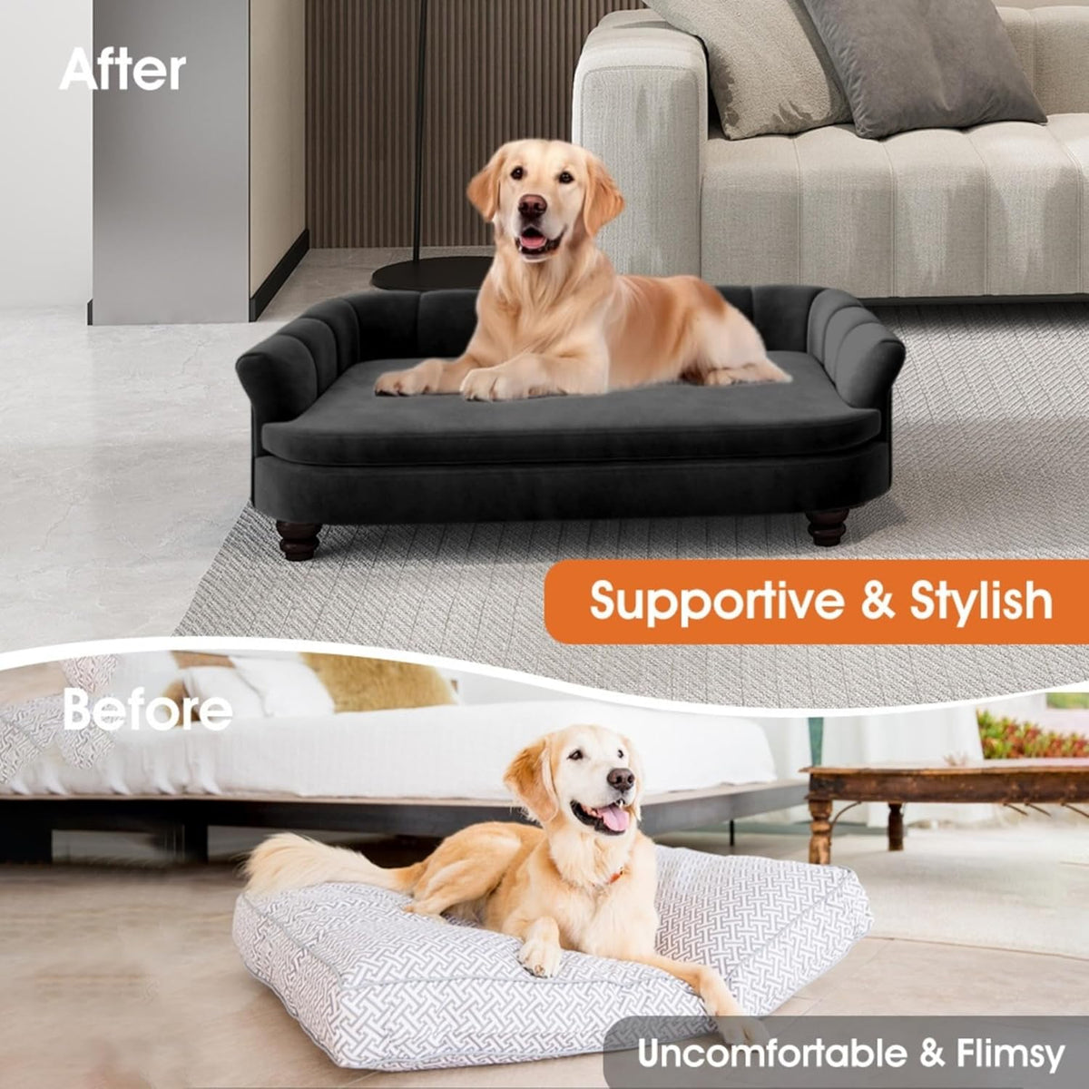 Dog Couch Sofa Bed, Comfortable Pet Sofa for Large and Medium Dogs, Soft Velvet Cushion, Durable