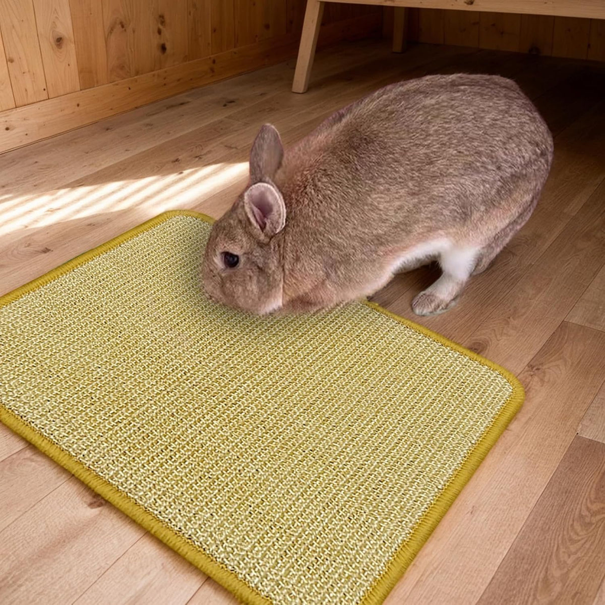 DYAUS Bunny Scratch Pad, Natural Sisal Rabbit Scratching Mat for Claws and Teeth Care, Indoor Bunny