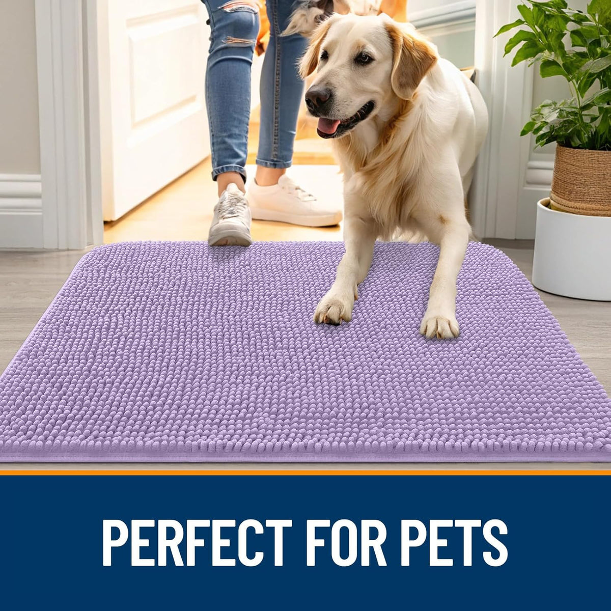 OLANLY Dog Door Mat for Muddy Paws 24x16, Absorbs Moisture and Dirt, Absorbent Non-Slip Washable