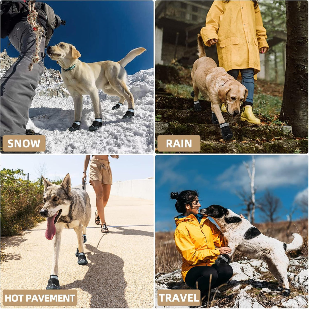 Hcpet Dog Boots for Large Dogs, Dog Shoes for Hot Pavement Winter Snow, Paw Protector Dog Booties