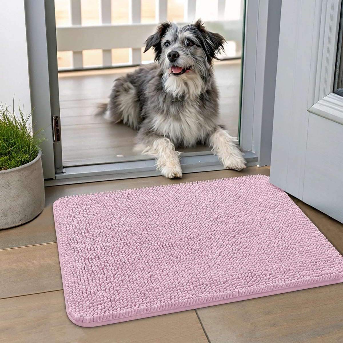 Smiry Dog Door Mat for Muddy Paws 24x16, Absorbs Moisture and Dirt Doormat, Non-Slip Washable Quick