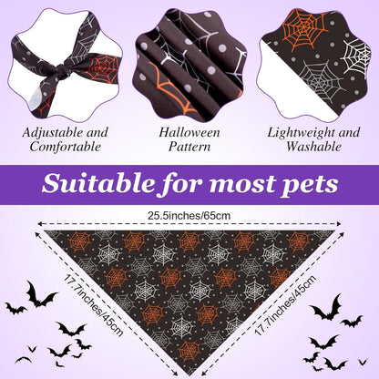 100 Pieces Halloween Dog Bandanas Bulk Pumpkin Ghost Bandanas for Dogs Soft Triangle Bibs