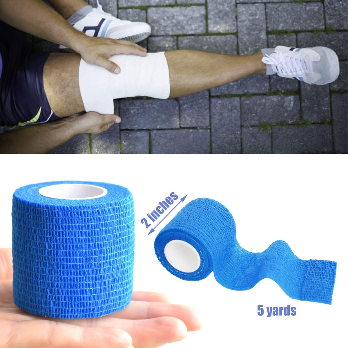 9 Pack 2" x 5 Yards Self Adhesive Bandage Wrap Self Stick Wrap for Ankle, Wrist, Finger, Sports