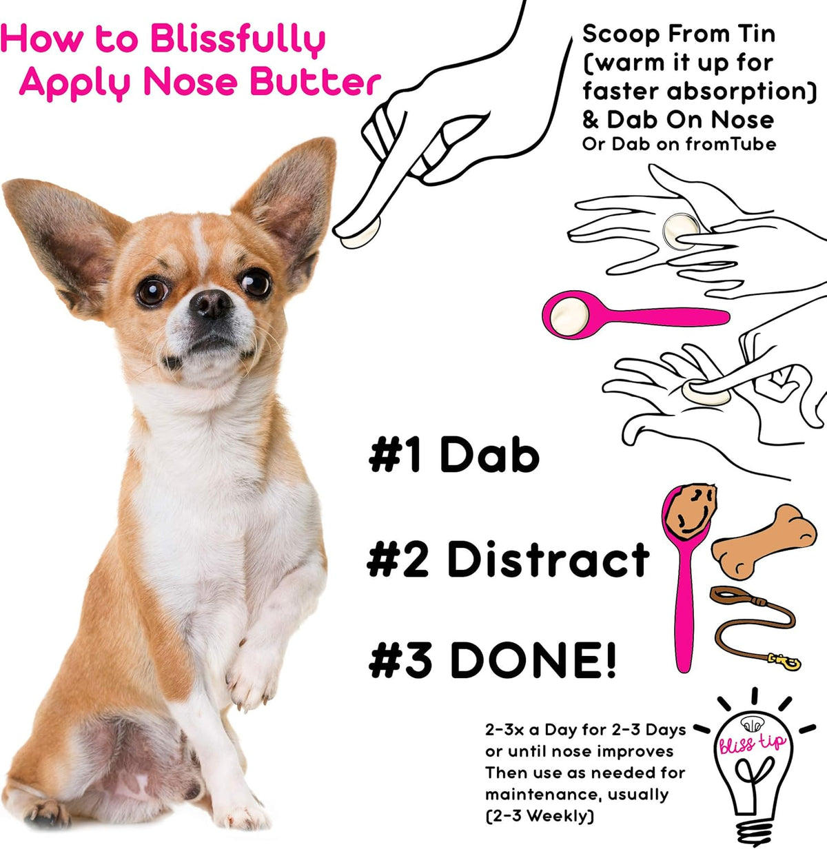 The Blissful Dog Smooth Coat Chihuahua Nose Butter for Dry, Cracked Skin, Lick-Safe Dog Nose Balm