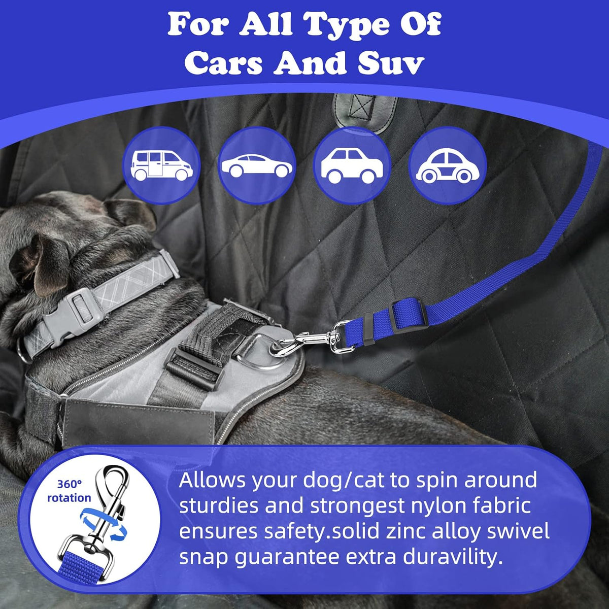 BWOGUE Pet Dog Cat Seat Belts, Car Headrest Restraint Adjustable Safety Leads Vehicle Seatbelt