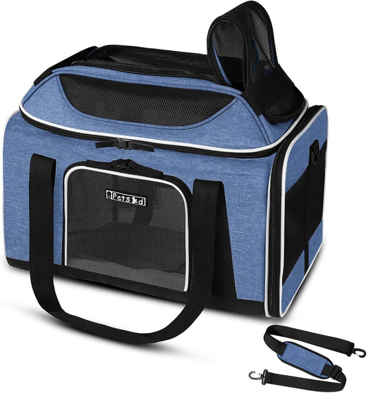 Petskd Top-Expandable Pet Carrier 18x13x9.5 Inches Southwest Airline Approved, Soft-Sided Carrier