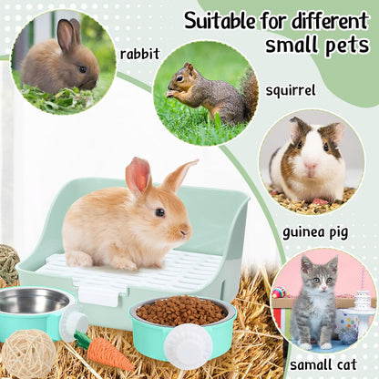 15 Pcs Rabbit Starter Kit Small Rabbit Litter Box Animal Grooming Kit Bunny Toys Bowl Blankets with